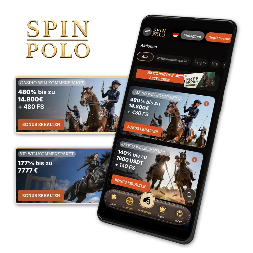 Holen Sie sich den Willkommensbonus von Spinpolo direkt nach der Registrierung Ihres Kontos.