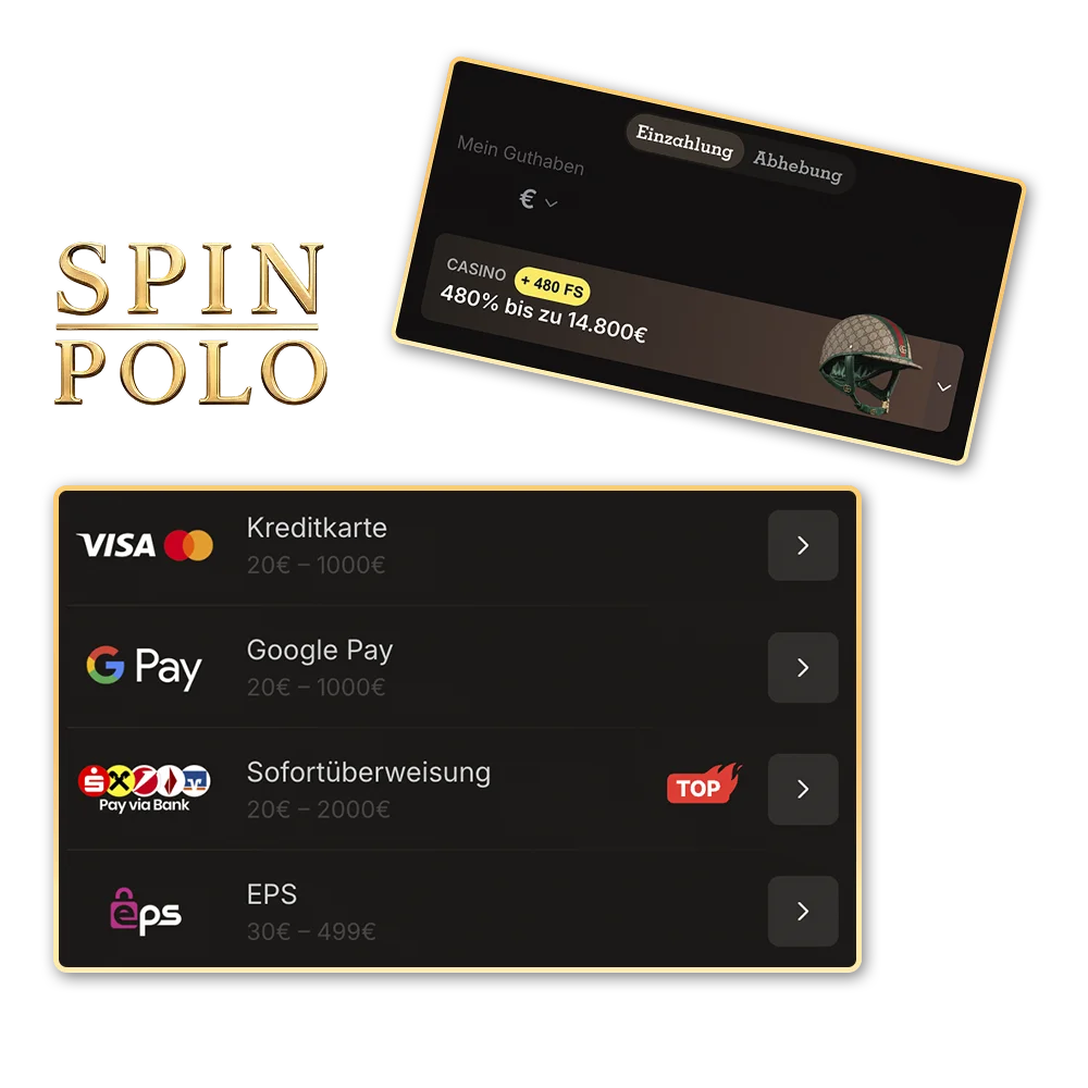 Informieren Sie sich auf der Website von Spinpolo über die verfügbaren Zahlungsmethoden.