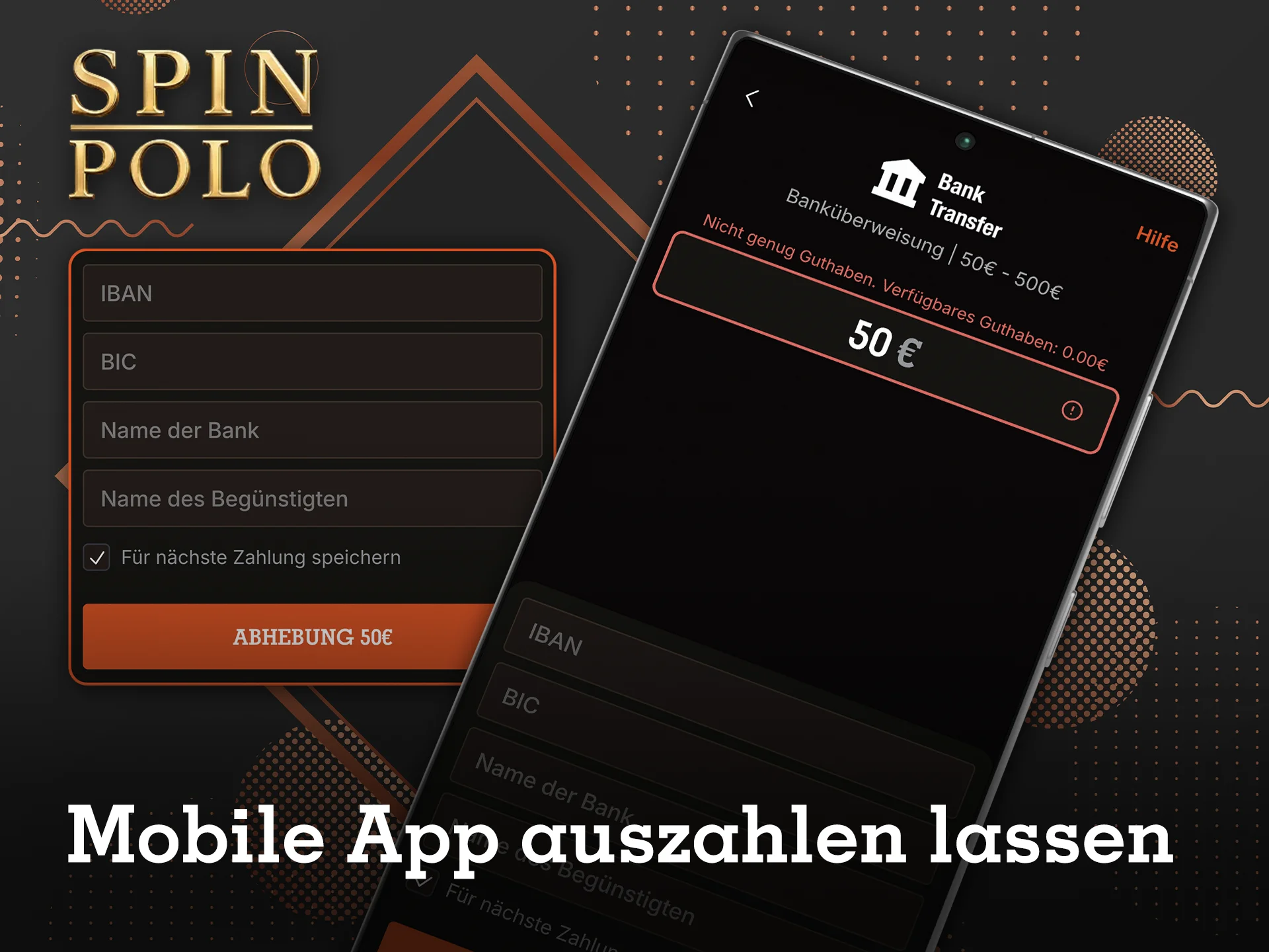 Befolgen Sie die Anleitung für eine schnelle Auszahlung in der Spinpolo-App.