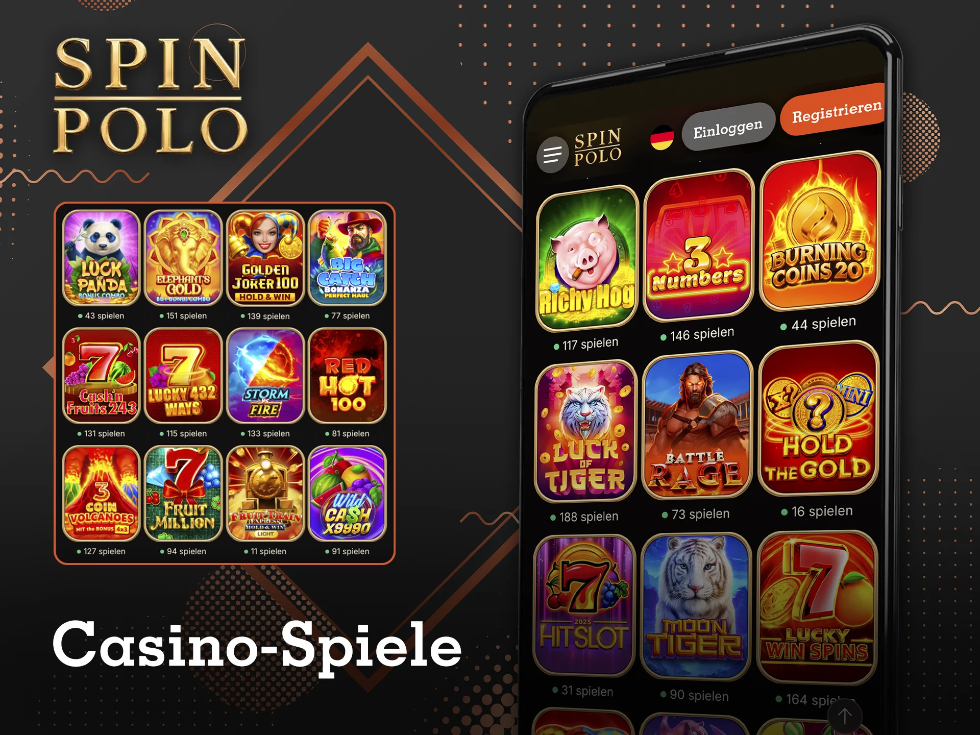 Spielen Sie und entdecken Sie neue und einzigartige Spielautomaten im Spinpolo-Casino.