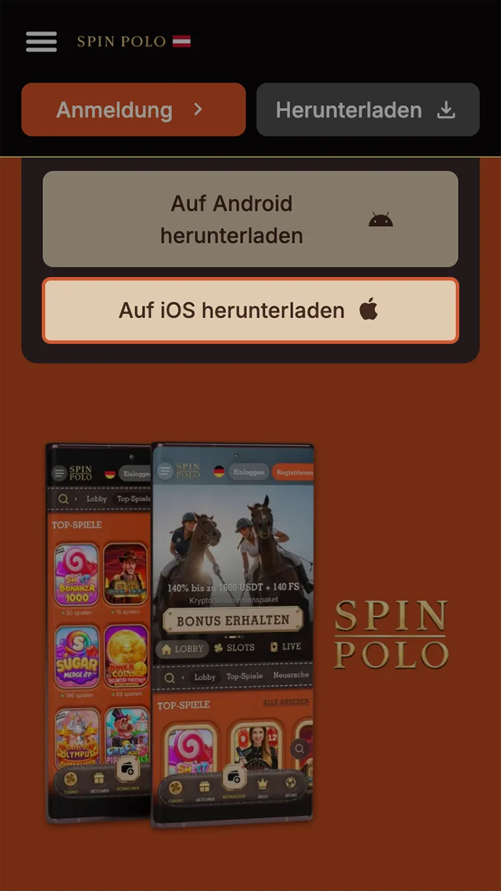 Starten Sie den Download der Spinpolo-App für iOS.