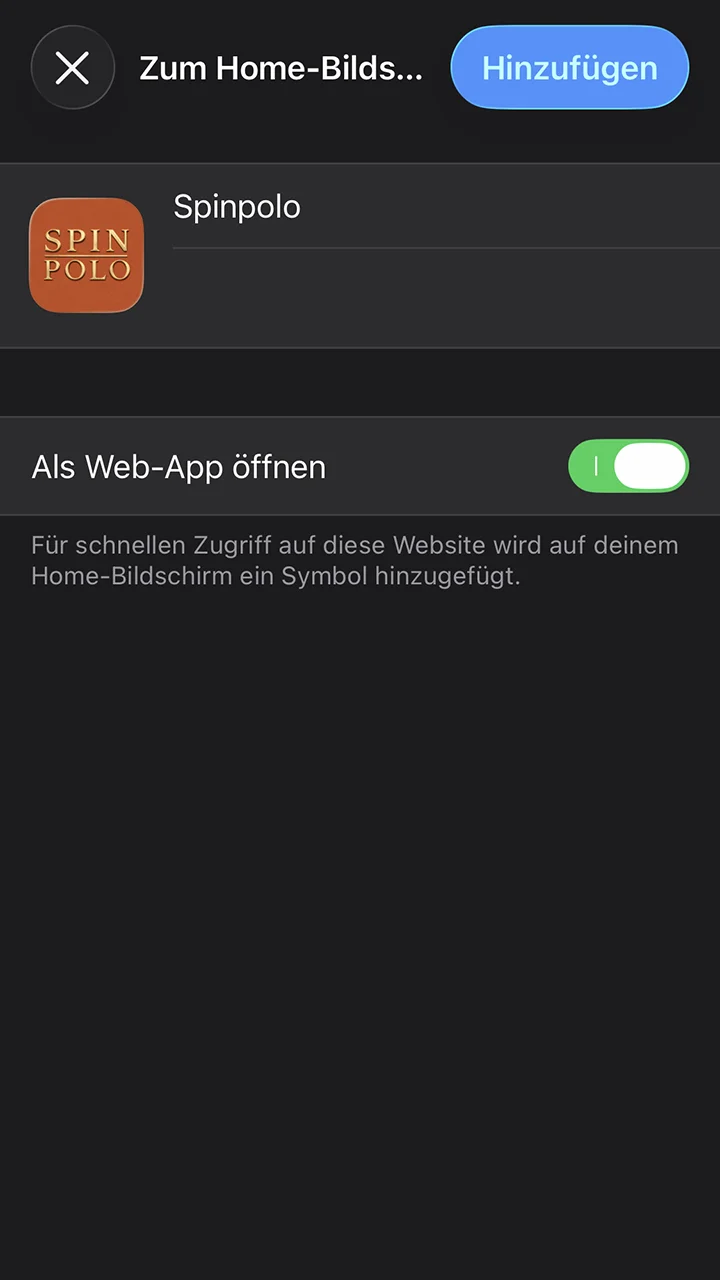 Bestätigen Sie die Installation der Spinpolo-App.