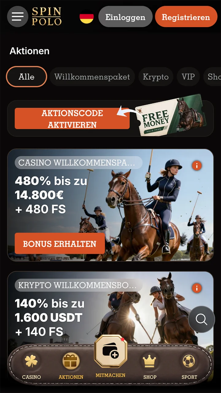 Boni in der Spinpolo-App.