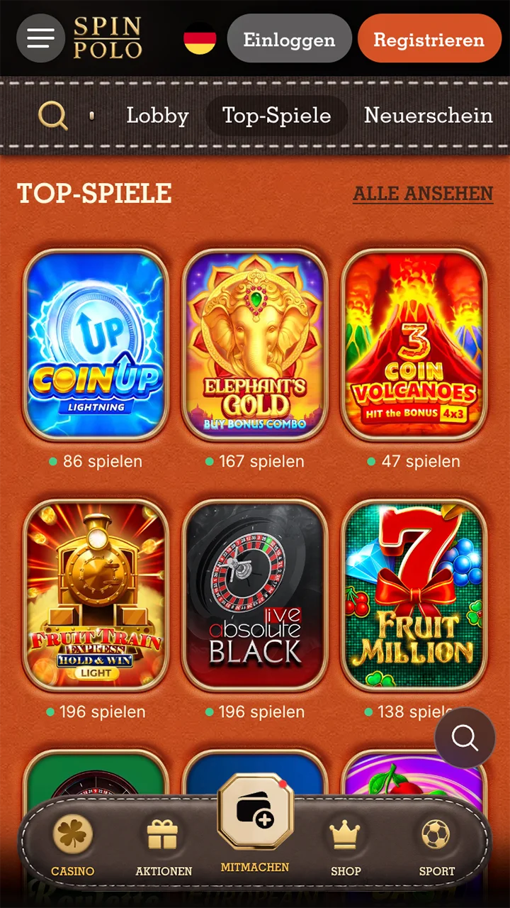 Die besten Slots in der Spinpolo-App.