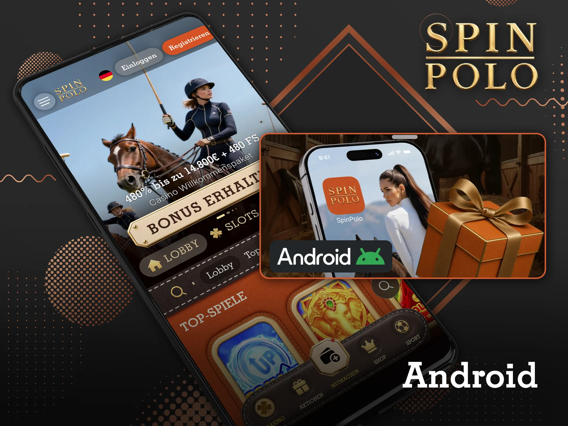 Testen Sie die Spinpolo-App für Android-Geräte.
