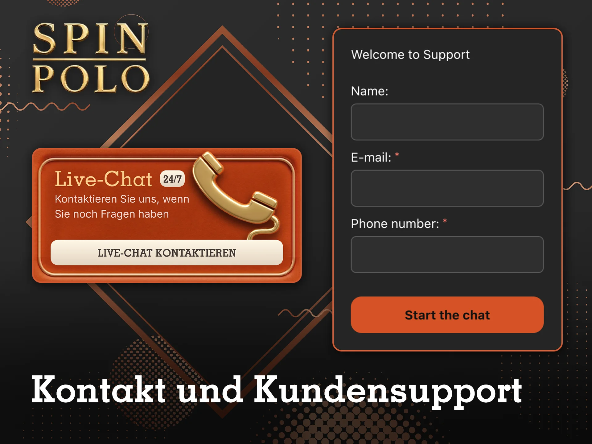 Erhalten Sie kompetente Unterstützung vom Kundendienstteam des Spinpolo-Casinos.