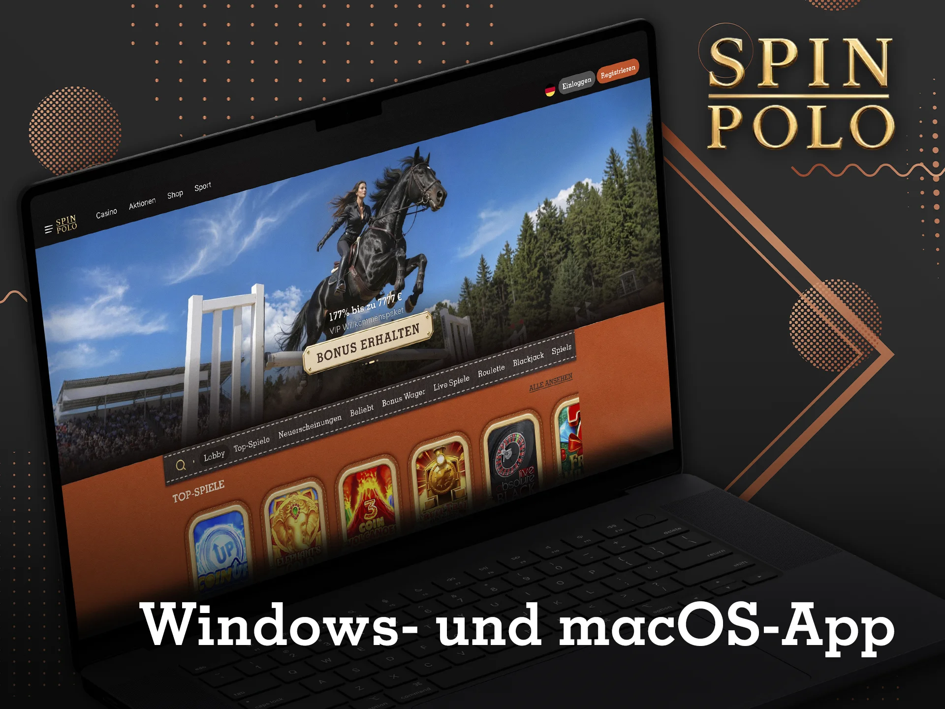 Spielen Sie und platzieren Sie Ihre Einsätze in hoher Auflösung über die PC-Version der Spinpolo-Website.