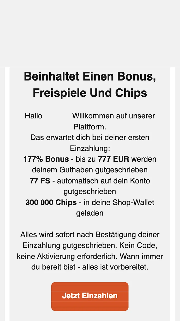 Bitte bestätigen Sie die E-Mail-Adresse, die für die Registrierung auf der Spinpolo-Website erforderlich ist.