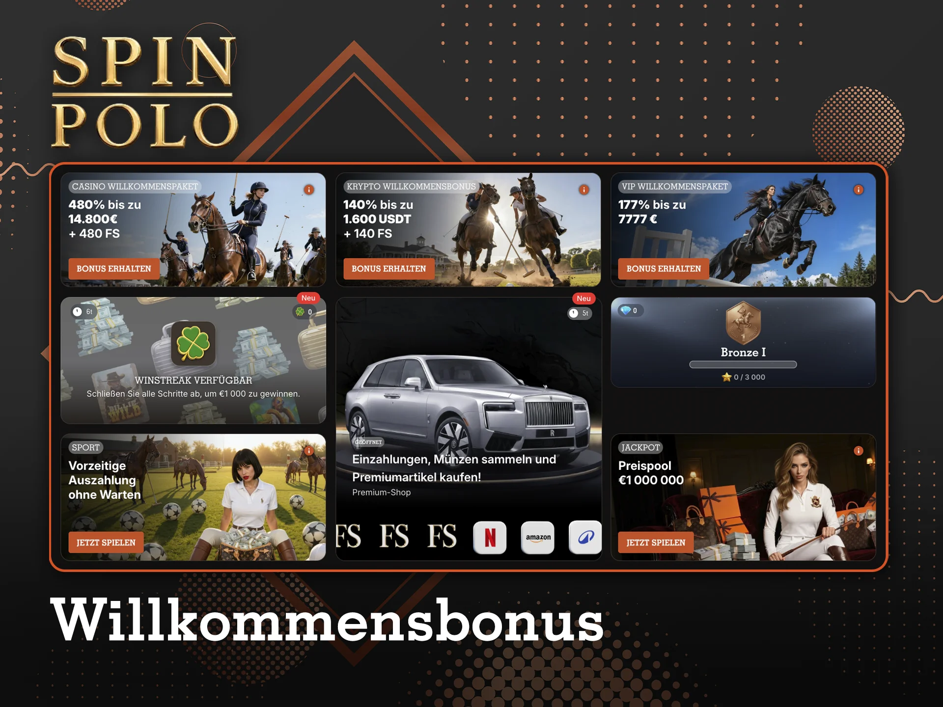 Nutzen Sie die Boni, um auf der Website Spinpolo enorme Gewinne zu erzielen.