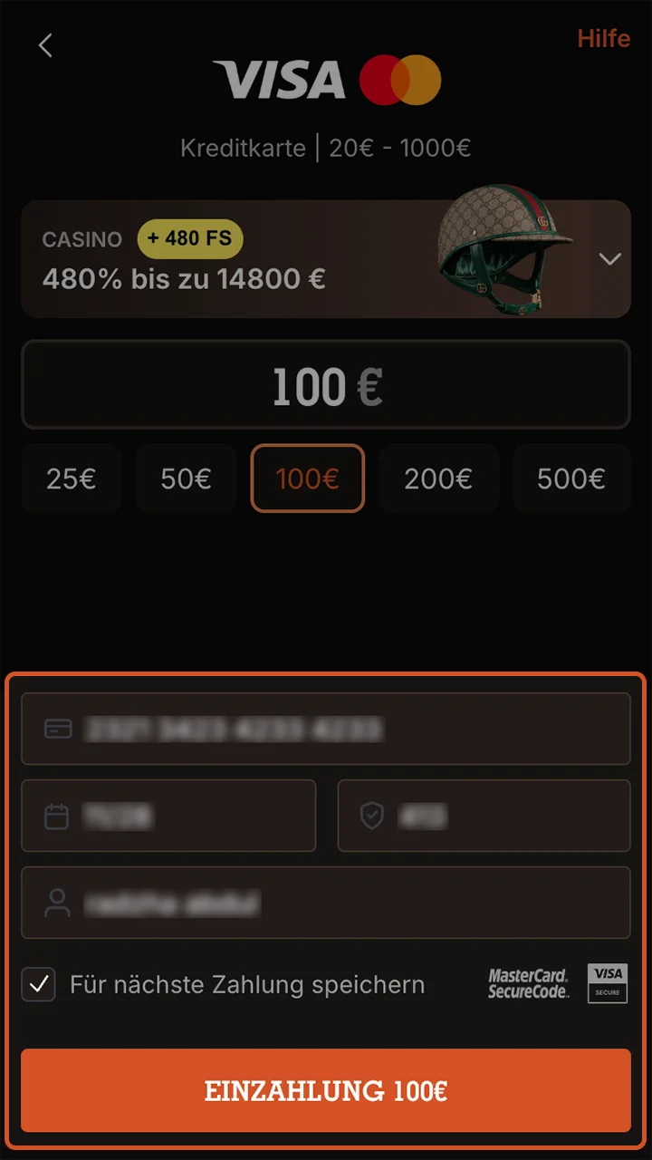 Bestätigen Sie Ihre Einzahlung auf der Spinpolo-Plattform.